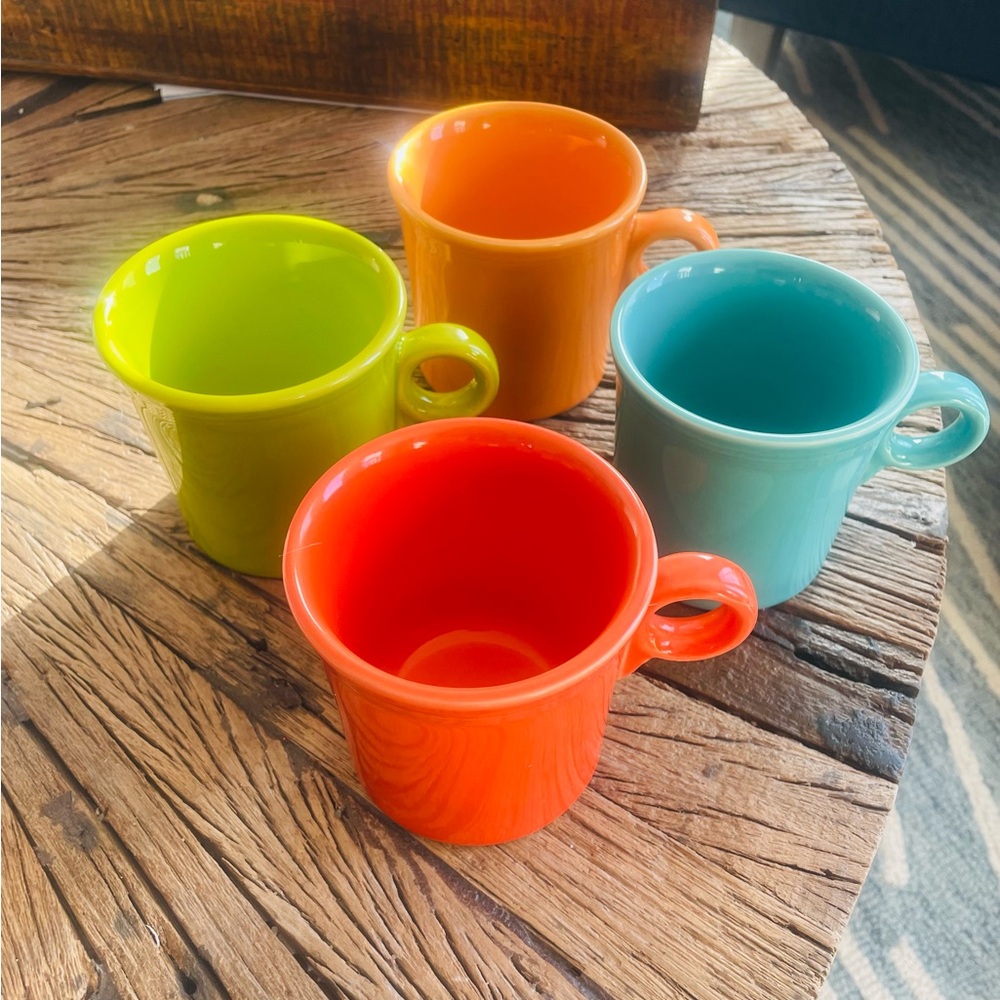 Set of 4 vintage Fiesta colourful Ceramic Mugs